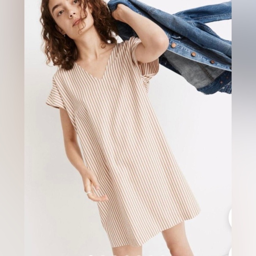 Madewell Tan Flutter Sleeve Mini Dress